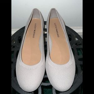 🤍🤍LUCKY BRAND LP ERIN BALLET FLAT KNIT STYLE LIGHT GRAY BRAND NEW BOHO C…